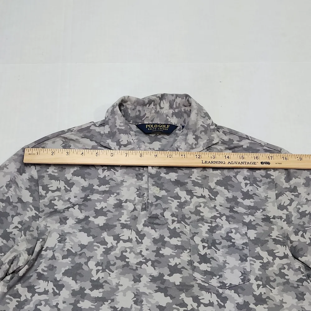 Polo Golf Ralph Lauren Polo Shirt M Gray Camo Performance Cotton Mens Medium